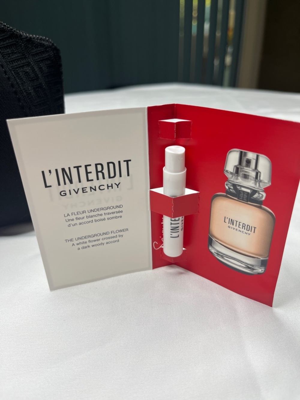 Givenchy Black Logo Cosmetic Bag + Irresistible & L’Interdit Perfume Samples-NEW - Picture 6 of 8